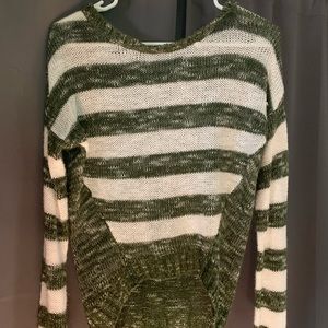 Green and white striped sweater